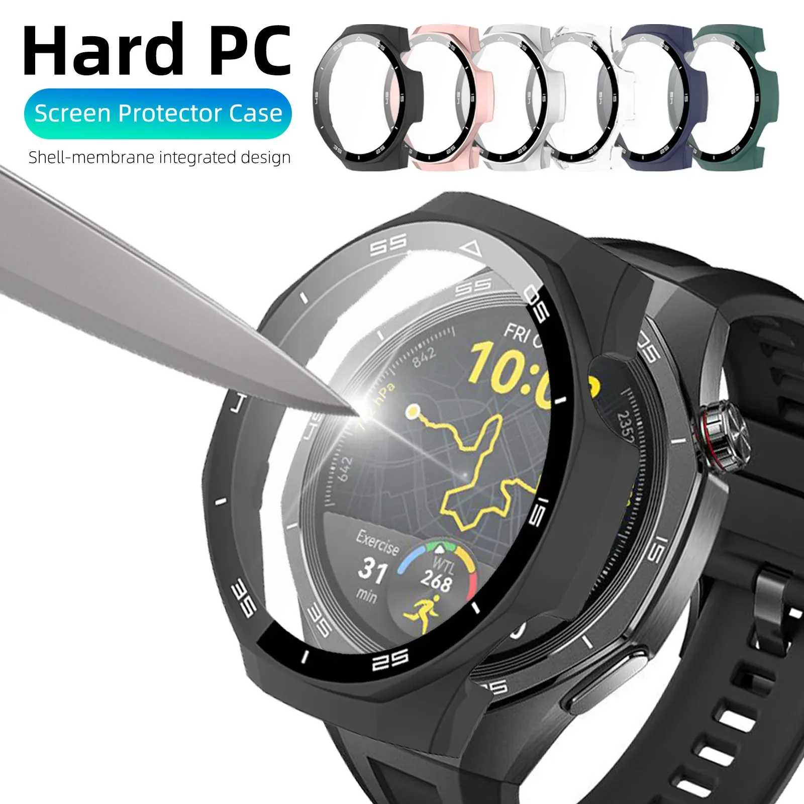 Protection Case for Huawei Watch GT5 Pro 46MM Tempered Glass Screen Protector + Hard PC Bumper Protector Accessories