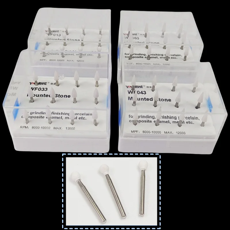 

12Pcs/Box Dental Polishing White Stone Polisher Flame Bur FG Fine for Grinding, Finishing Porcelain, Composite Enamel, Metal