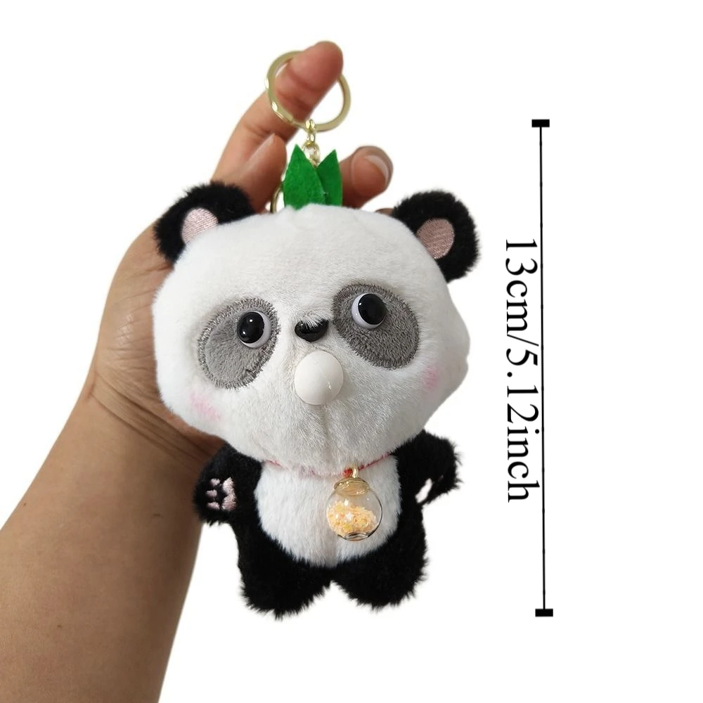 Peluche Bubble Spitting Panda Ciondolo Bottiglia Panda Cartoon Panda Portachiavi in peluche Personalizza Coppia portachiavi in peluche Panda divertente