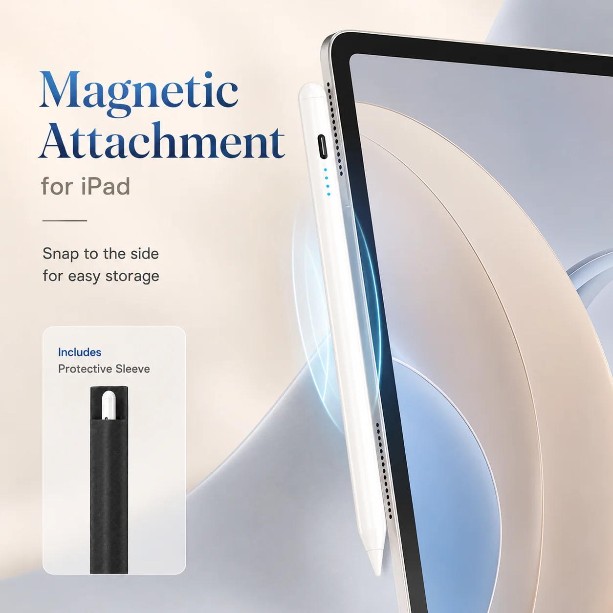 Active Stylus for iPad 2018-2026, Tilt Sensitivity, Palm Rejection, Long Battery, 2 Nibs
