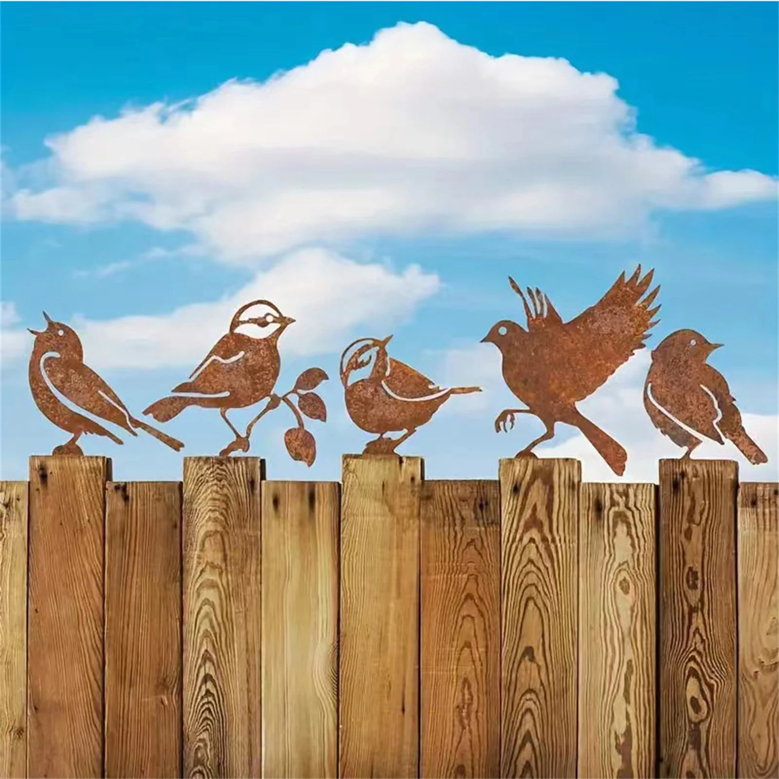 

5Pcs Rusty Metal Birds Garden Decor Outdoor Decor Garden Bird Silhouette for Garden & Patio Bird Decoration