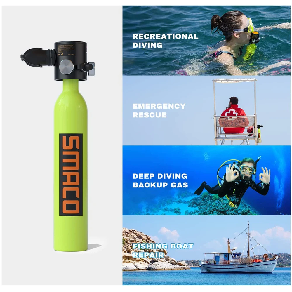 SMACO S300Plus Mini Scuba Diving Tank Equipment Mini Oxygen Tanks Cylinder Respirator Air Tank Diving Equipment S300 Upgraded