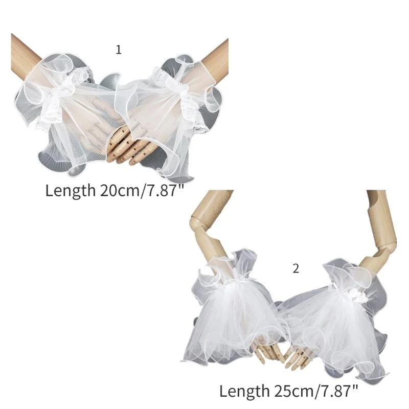 Y5GC Woman Decorative Fake Sleeves White Lace Ruffle Cuffs Skirt Sweater Wrist Decors