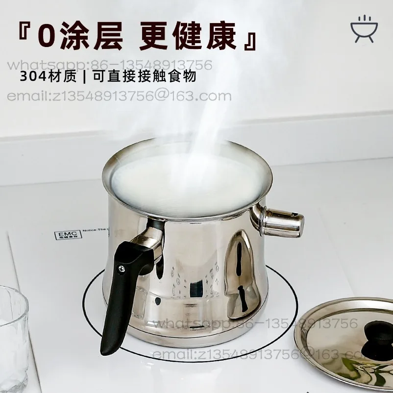 304 Stainless Steel Hot Milk Pot Household Insulation Double Layer Milk Pot Hot Coffee Flower Tea Complementary Food Pot