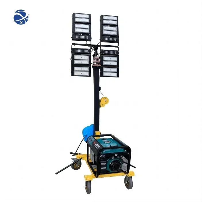 YUNYI 6m 9m 12m Height Mobile Light Tower 3000w 5000w Diesel Generator Portable Led Telescopic Light Tower 1000w