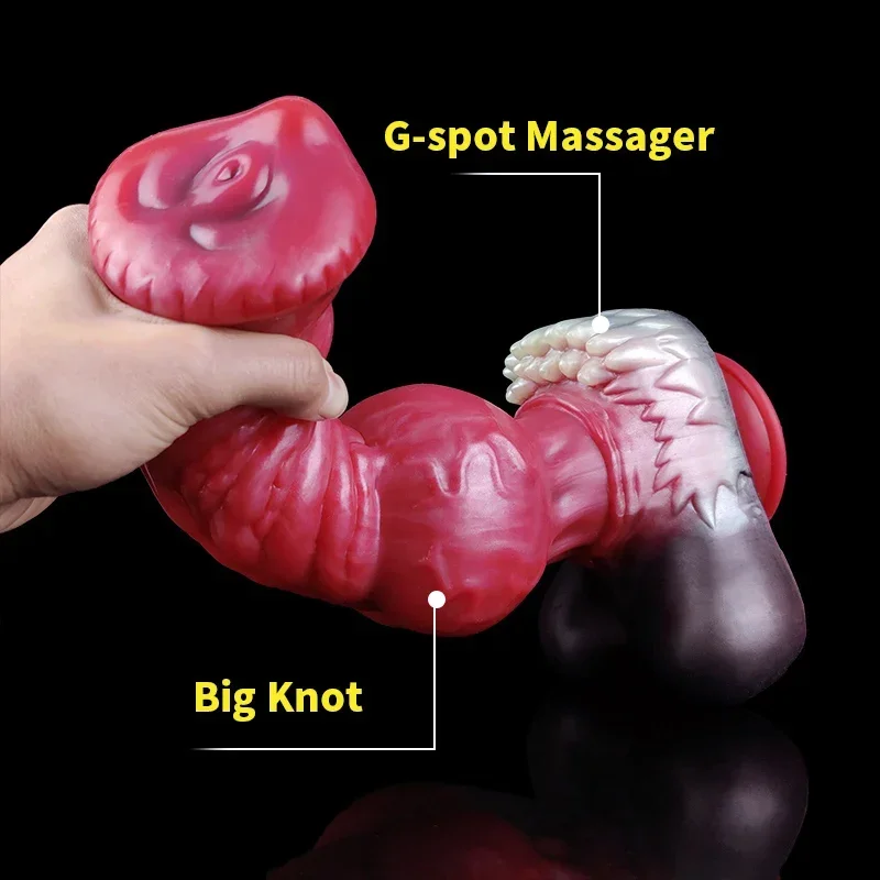 2023 Giant Wolf  Dildo 9.5cm Thick Knot Dog Penis Big Cock Anal Sex Toy For Women Men Butt Expansion Masturbator With Sucker