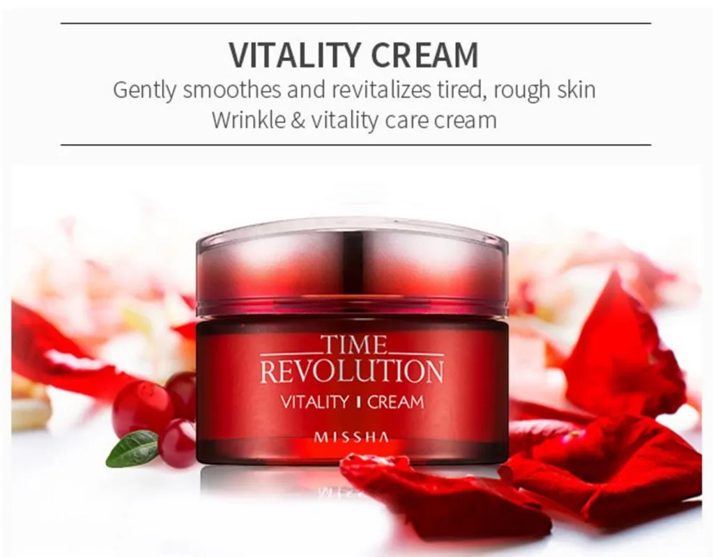 MISSHA Time Revolution Vitality Cream 50ml Moisturizing Day Cream Korean Whitening Lift Cream Facial Skin Care Korean Cosmetics