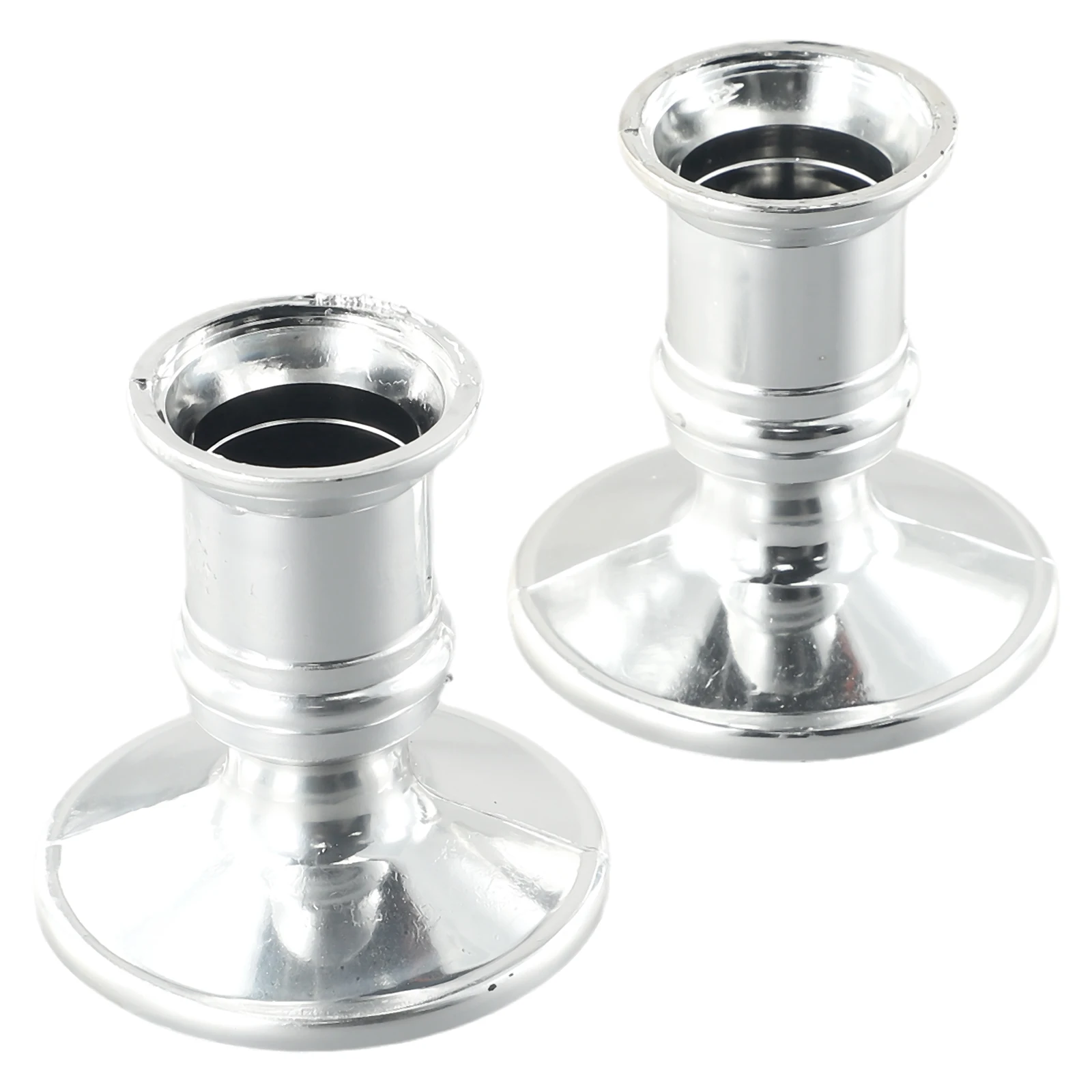 High Quality Hot New Practical Candle Base 2pcs Displays Finished Fits Holders Plastic Plated Shape Silver Standard