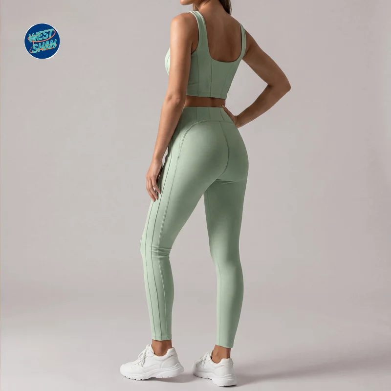 WESTSHAN EU US Size High Quality U-Shaped Back Yoga Top Outfit For Women Pilates Training Shockproof Sports Fitness Set