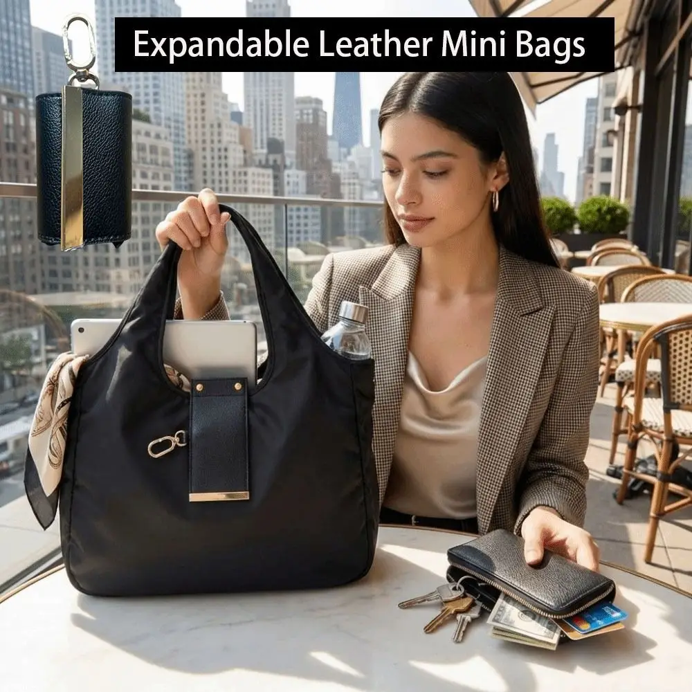 

New Large-Capacity Keychain Tote Bag Lightweight with Key Ring Shopping Bag Reusable Foldable Handbag for Daily Errands