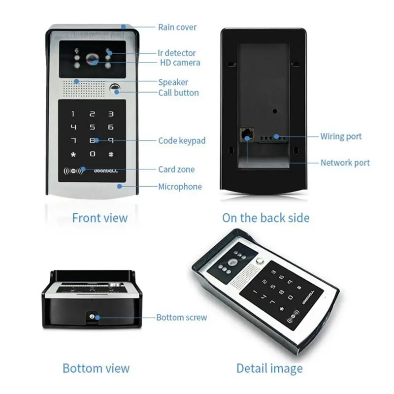SQPP-Tuya Smart WIFI Video Doorbell System 1080P Wireless Door Phone Outdoor WIFI Camera RFID Card EU Plug