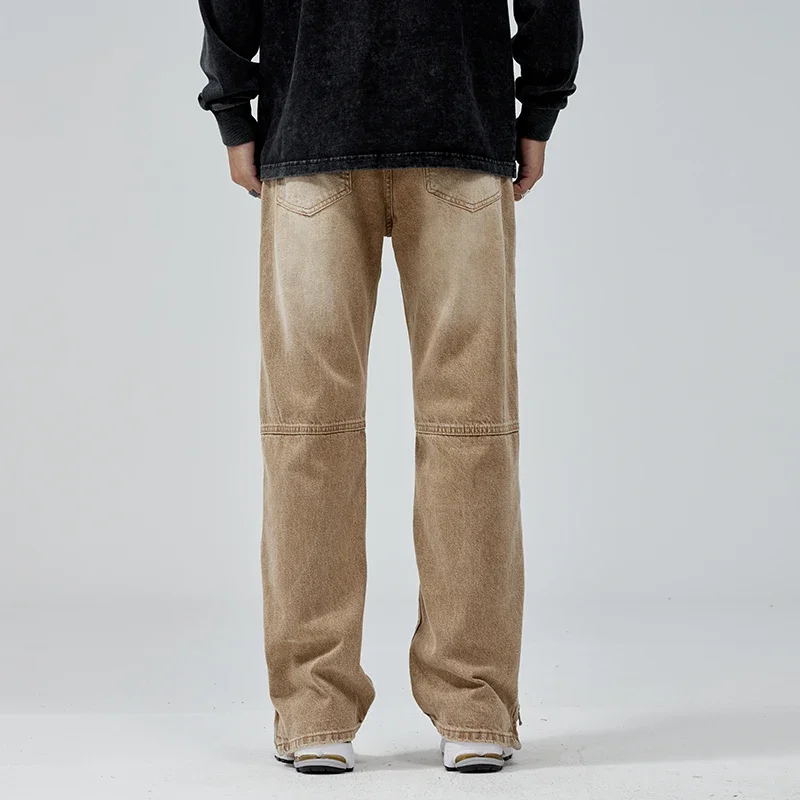 Men's Trendy Jeans 2025 Autumn New Loose Straight Leg Khaki Pants American High Street Tide Brand Retro Casual Wide-Leg Trousers