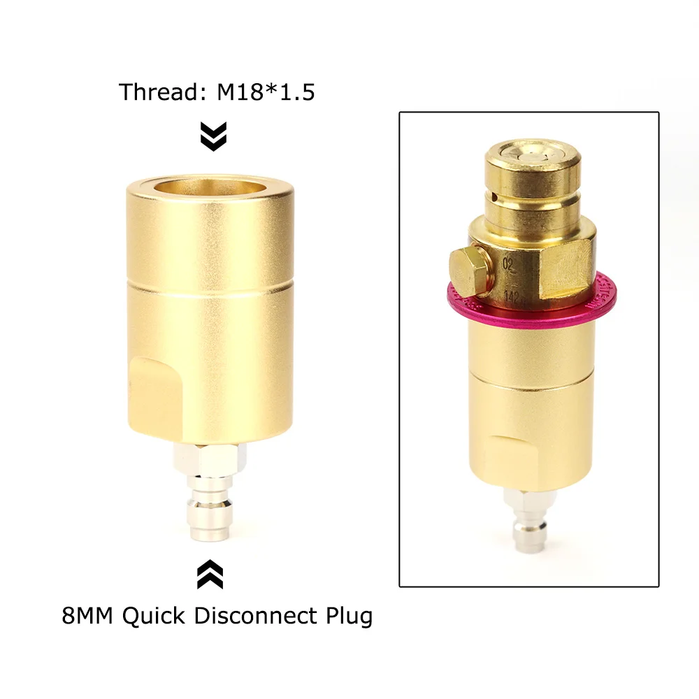 อะแดปเตอร์ M18 * 1.5 CO2พร้อมปลั๊กแบบด่วน8มม. สำหรับทำน้ำโซดาไปยังอะแดปเตอร์ถัง Co2ภายนอก