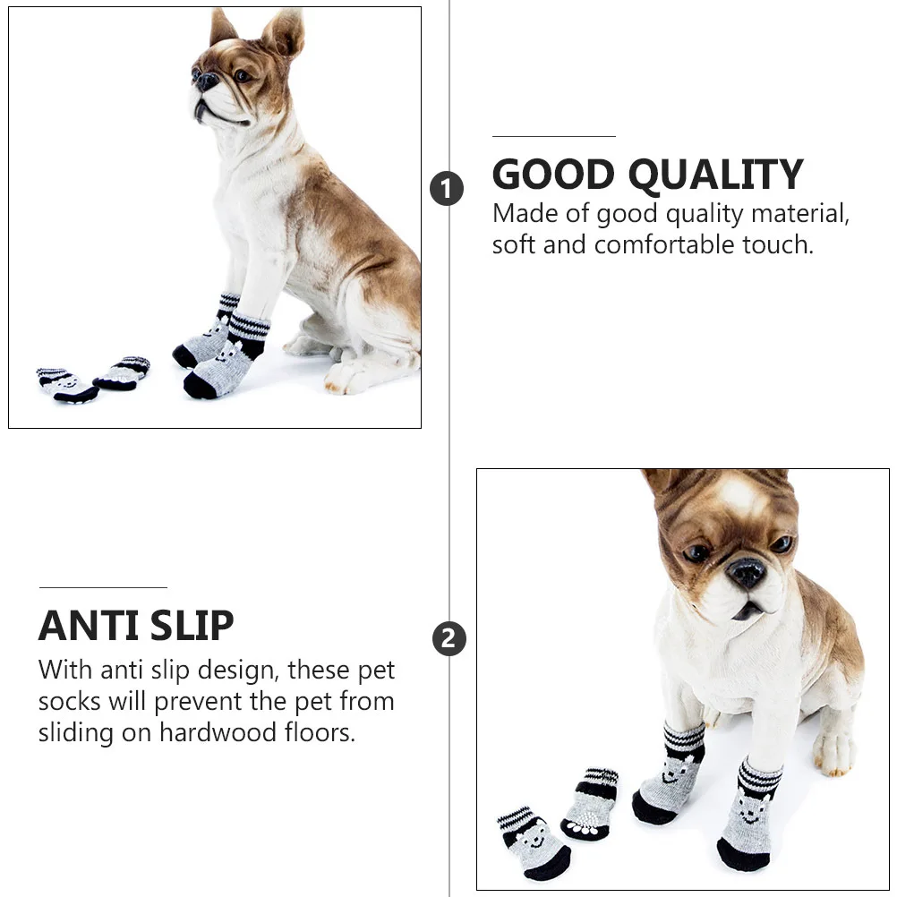 

3Pairs Anti-Slip Pet Socks Paw Protection Boots Indoor Non-Slip Dog Footwear for Small Puppy Pet Supplies Dog Socks