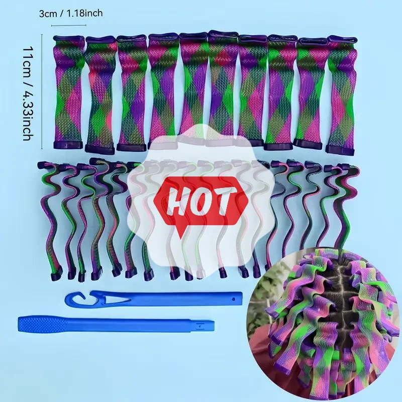 18/28 قطعة ماجيك بدون حرارة موجة المياه مموج الشعر الملمس التلقائي شريط لف تصفيف الشعر موجة تشكيل الحديد الشعر Texturing أداة #6