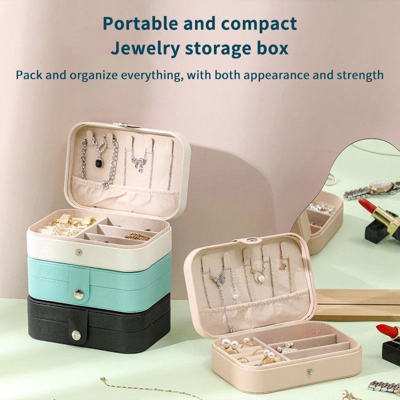 2024 Portable Jewelry Box Jewelry Organizer Display Travel Jewelry Case Boxes Button Leather Storage Zipper Jewelers