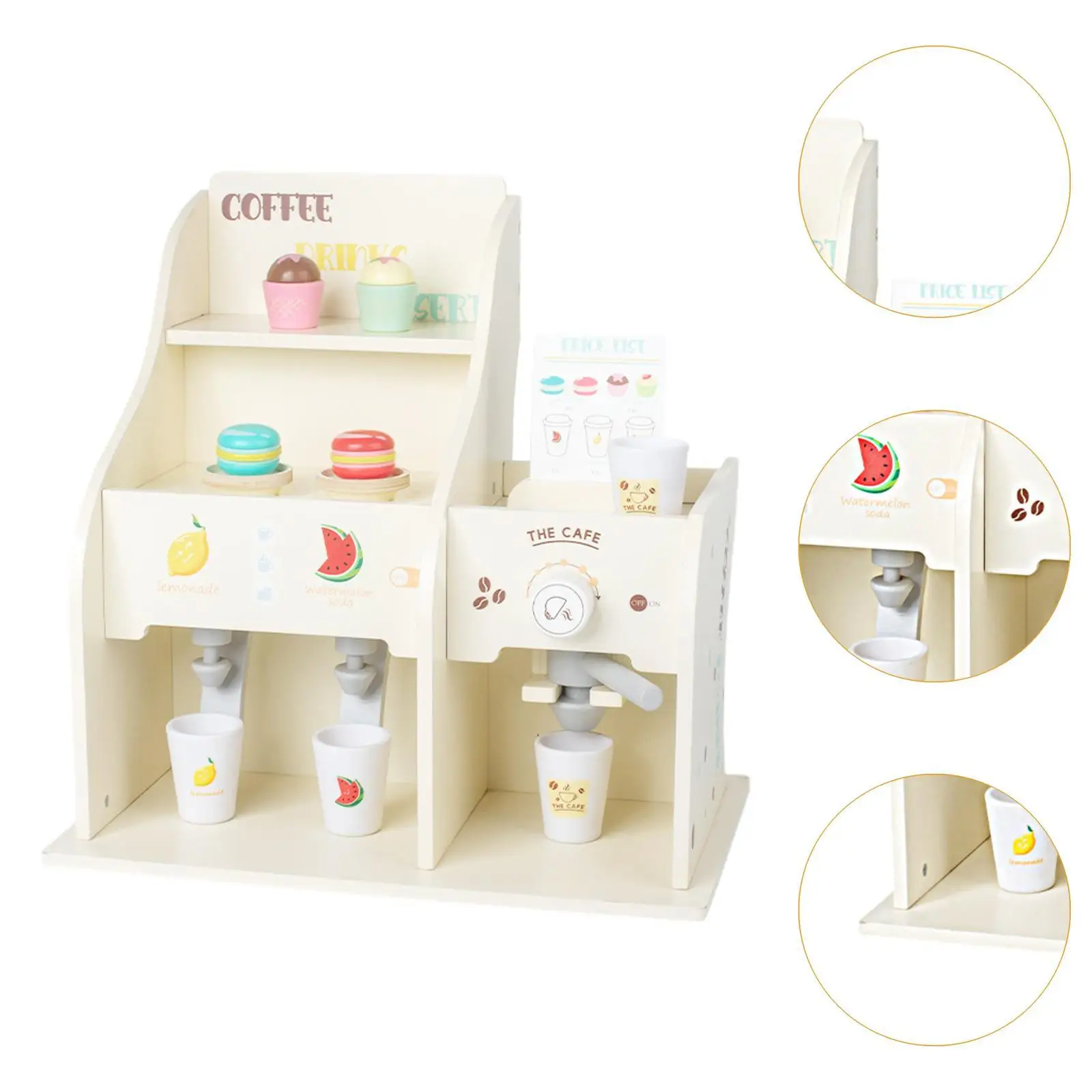 Wooden Coffee Play Set Realistic Cafe Machine Set Role Play Coffee Maker for Toddlers Boys Girls Kids Children Birthday Gifts