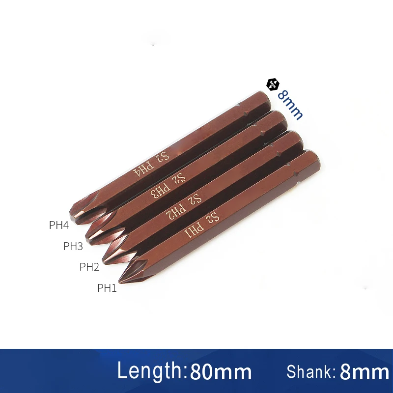 27pcs 80mm Long 5/16 inch 8mm Hex Shank Heavy Impact Slotted Torx Phillips Screwdriver Bit Cross/ 12 point Spline bits Tool kits