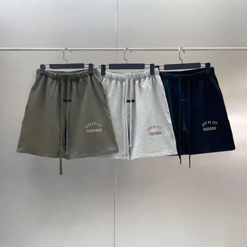 

FW24 Модные брендовые мужские махровые шорты с двойной линией, классический дизайн, шорты с буквенным принтом, свободные повседневные шорты для пар High Street