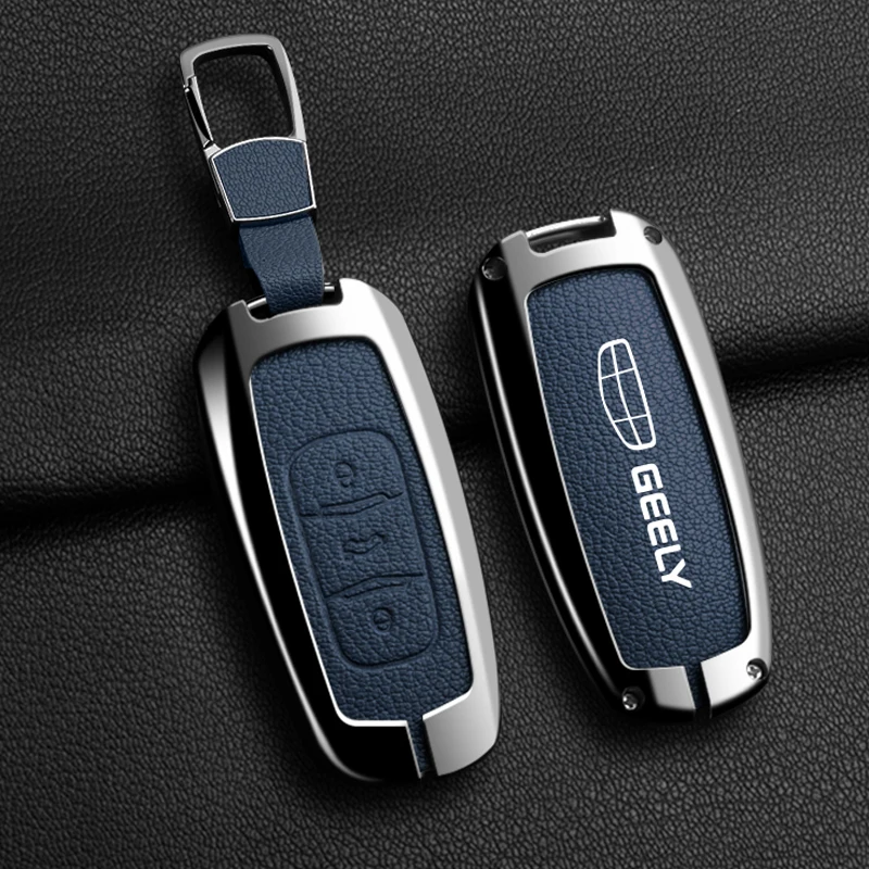 New Alloy Leather Car Key Cover Remote Fob Case For Geely Emgrand EC7 EC718 EC715 Global Hawk GX7 Shell Jacket Auto Protector