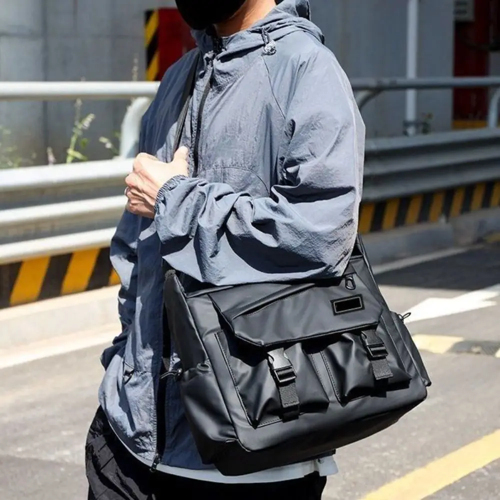 Large Capacity Men Crossbody Bag Japanese Style Harajuku Casual Messenger Bag Square Lightweight Nylon Postman Bag Streetwear