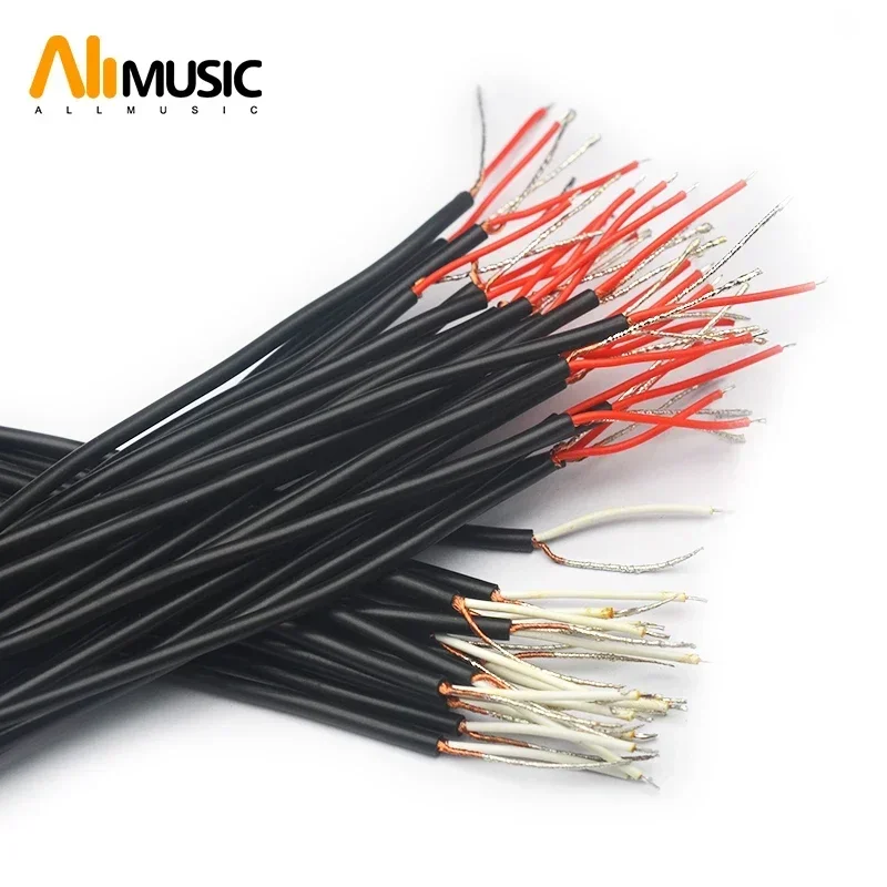 12Pcs One Core with Shield Cable for Electric Guitar Pickup Making OD-3.0MM White/Red Core Pickup Output Cable Black