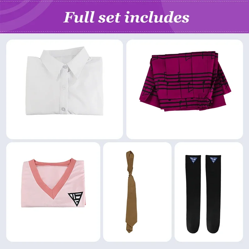 أزياء تنكرية لألعاب كايد أكاماتسو للنساء ، شعر مستعار Danganronpa V3 ، زي أنيمي ، قميص ، سترة ، تنورة ، جوارب ، بدلة الزي المدرسي #4