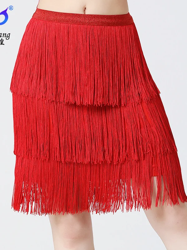 Latin Dance Fringed Rokje Dance Practice Rok Performance Kostuum Versleutelde Rok Met Franjes