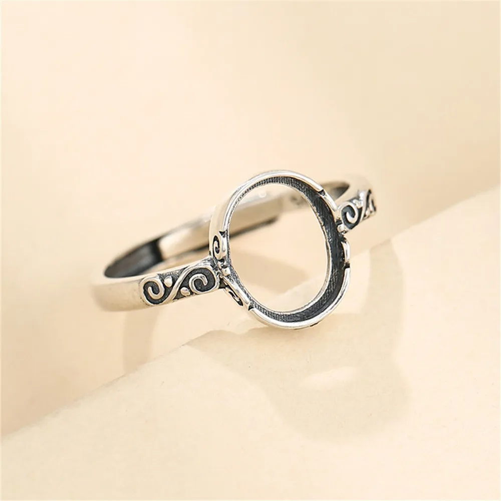 

925 Sterling Silver Adjustable Ring Blank Setting For 8x10mm Oval Cabochons Jewelry Making