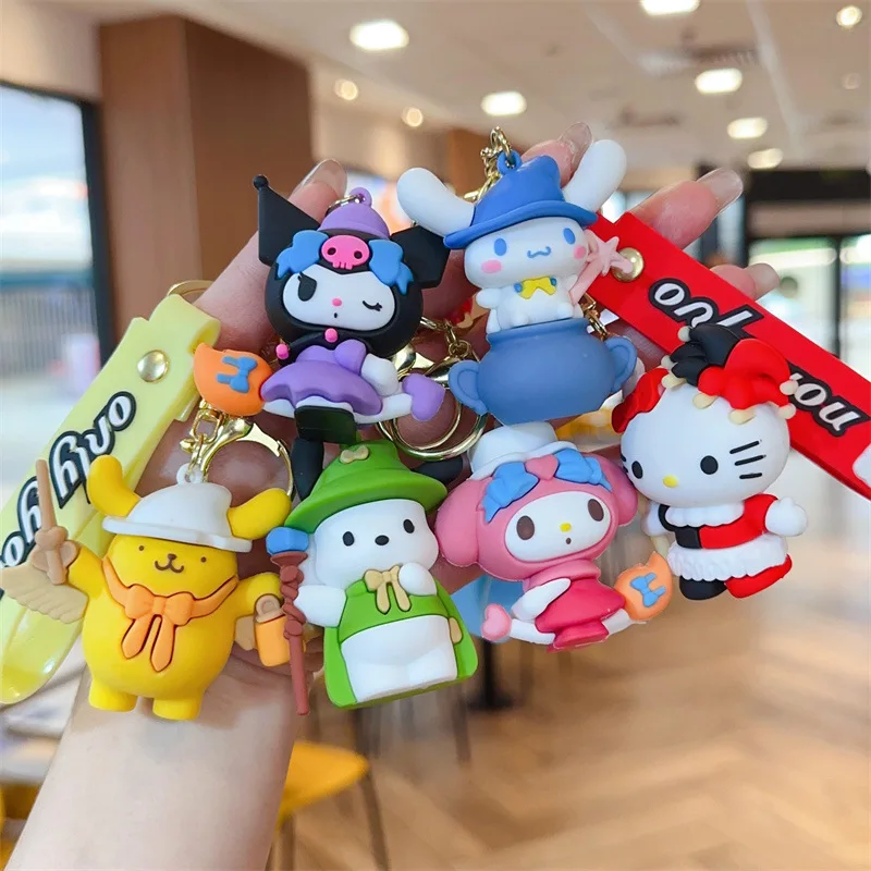 

New Hello Kitty Keychain Cute Cartoon Cinnamoroll Kuromi Car Key Ring Fashion Backpack Pendant Bag Decoration Child Toys Gifts