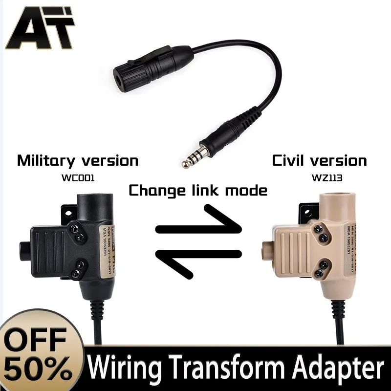 Tactica U94PTT WADSN Earphone Militry Civil Headphone Wiring Transform Adapter FullSeries Outdoor Hunting Headset PTT Accessory