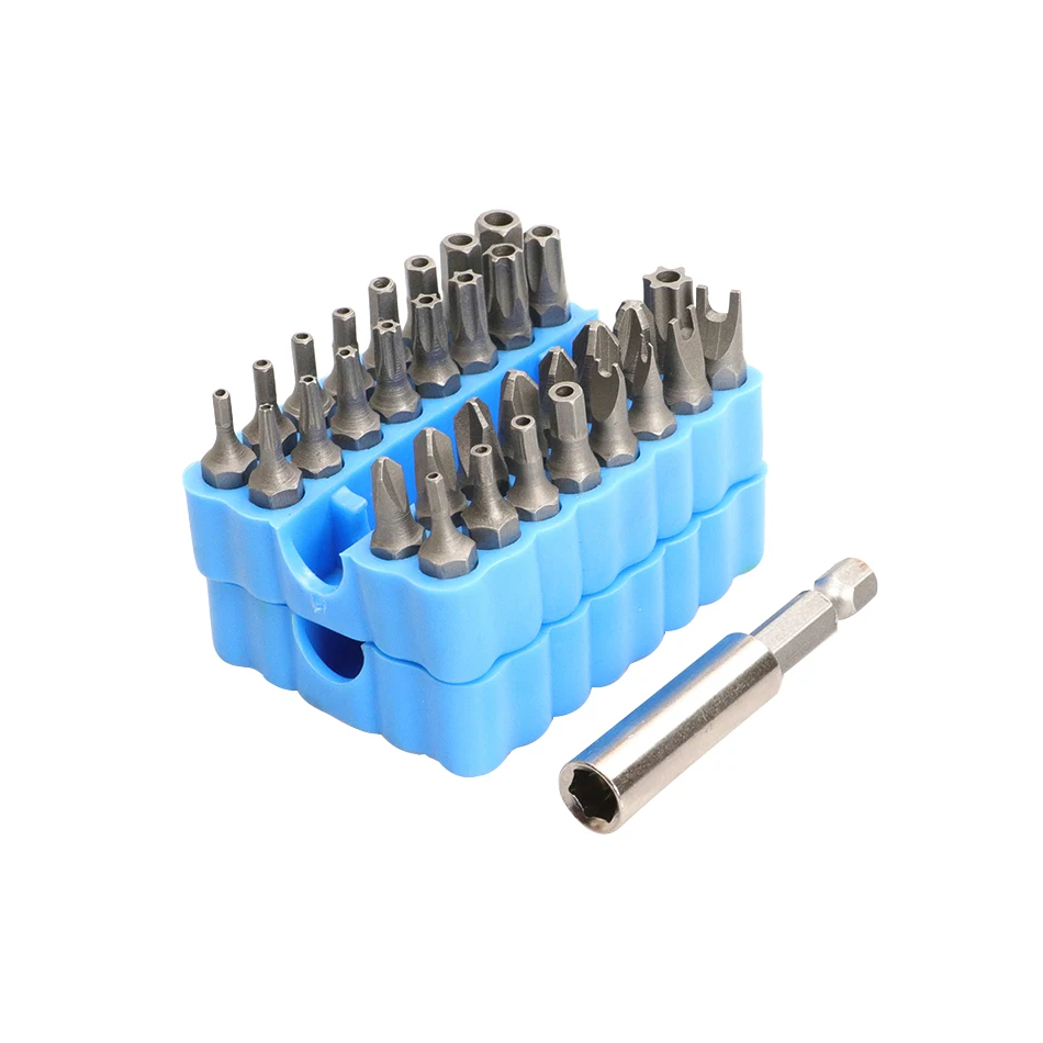 33pcs Security Bit Set with Magnetic Extension Bit Holder Tamper Star Screwdriver Bits Set Quick Release Bit Holder