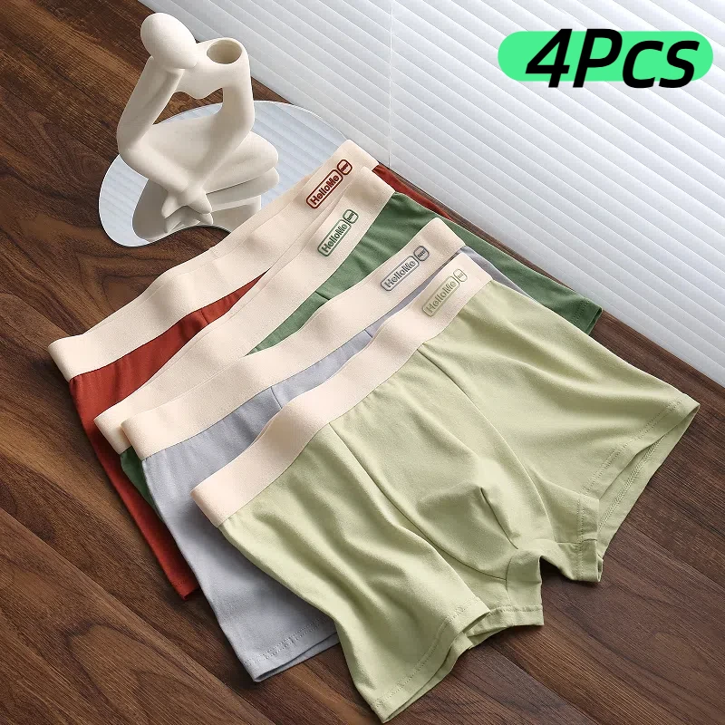 

4 шт., мужское нижнее белье, трусики Hombre, хлопковое нижнее белье для взрослых, шорты-боксеры, удобное дышащее сексуальное нижнее белье, однотонные плавки