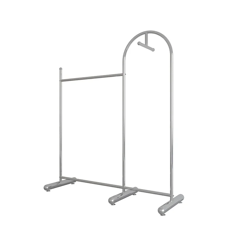 

Clothing store floor-to-ceiling stainless steel brushed positive hanging display rack women's clothing hanging clothes rack