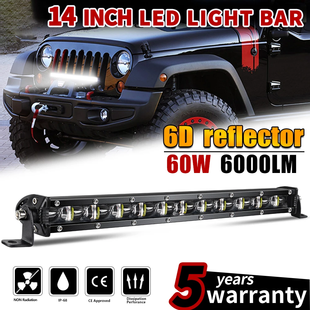 

Ultra Slim 7/14/20inch Led Light Bar 12V 24V Led Bar Combo Spot Flood Driving Work Light for Trucks Tractor offroad 4x4