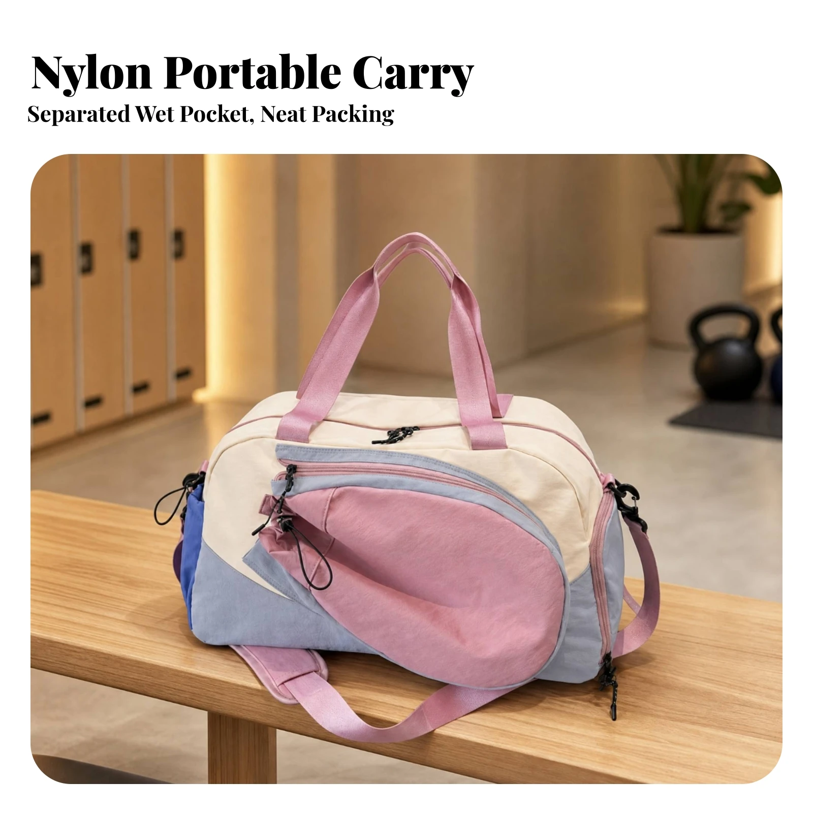 Nylon Sports Shoulder Bag Large Capacity Sports Bag with Shoe Compartment Wear-Resistant Spacious for Badminton