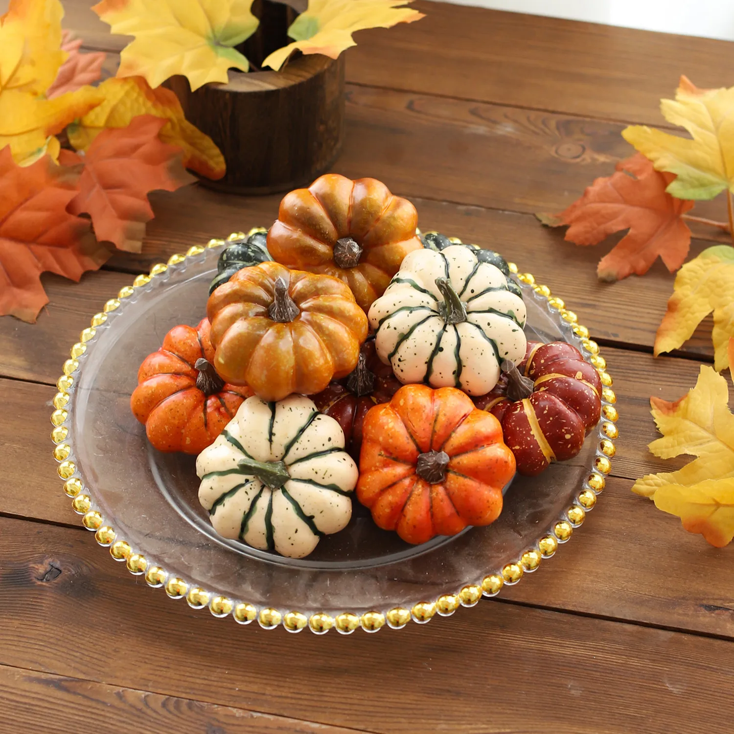 10Pcs Artificial Pumpkin Halloween Decoration Mini Fake Simulation Pumpkin Autumn Harvest Party Thanksgiving Decoration Props