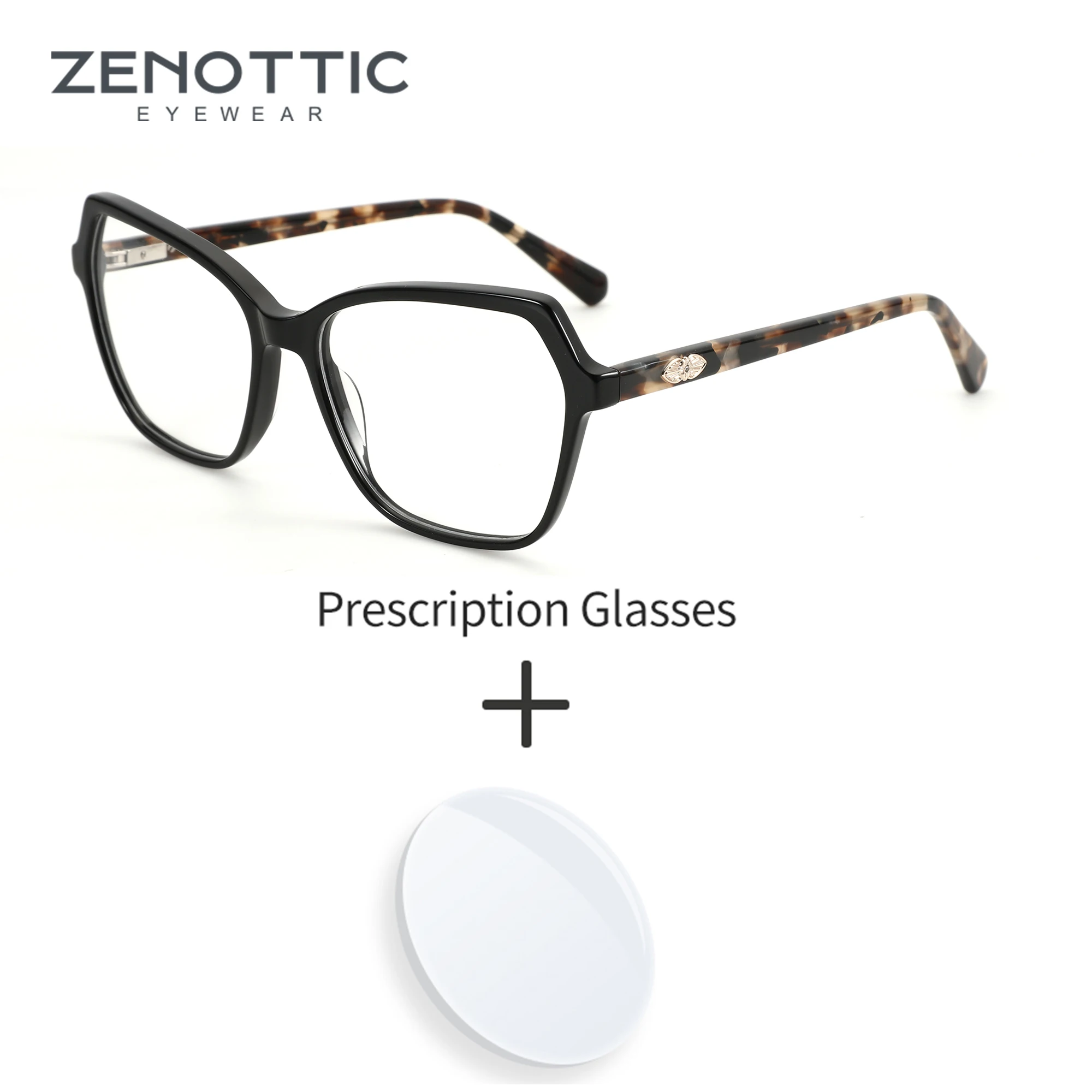 

ZENOTTIC Handmade Acetate Prescription Glasses Women Square Optical Eyeglasses Myopia Hyperopia Progressive Anti-Blu-ray