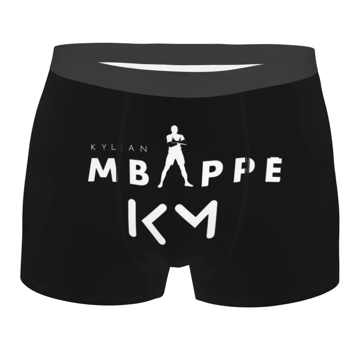 Funny Boxer Shorts Panties Man Kylian KM Mbappe Soccer Star Mbappe KM Logo Underwear Mid Waist Underpants for Homme S-XXL