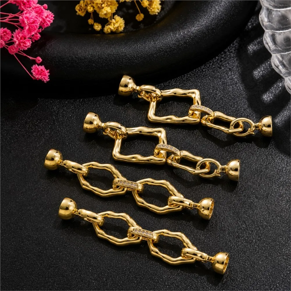 1Piece 18k Gold-plated Simple Oval Irregular Connection Buckle For DIY Bracelet Necklace Jewelry Making Material Accessories - view 2