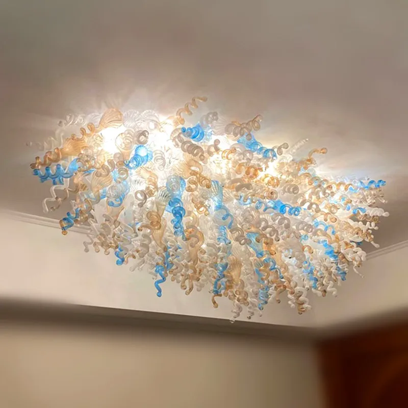 

Modern Led Ceiling Lights Living Room Hand Blown Glass Chandelier Light Art Decor Light Fixtures Blue Amber White Clear Color