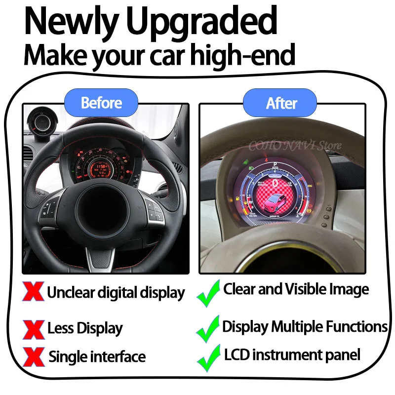 COHO 12.3inch For For Fiat 500 (2007-2024) Car Multimedia Video Player Radio Gps Navigation Android15 8-core 8+256GB 2400*896