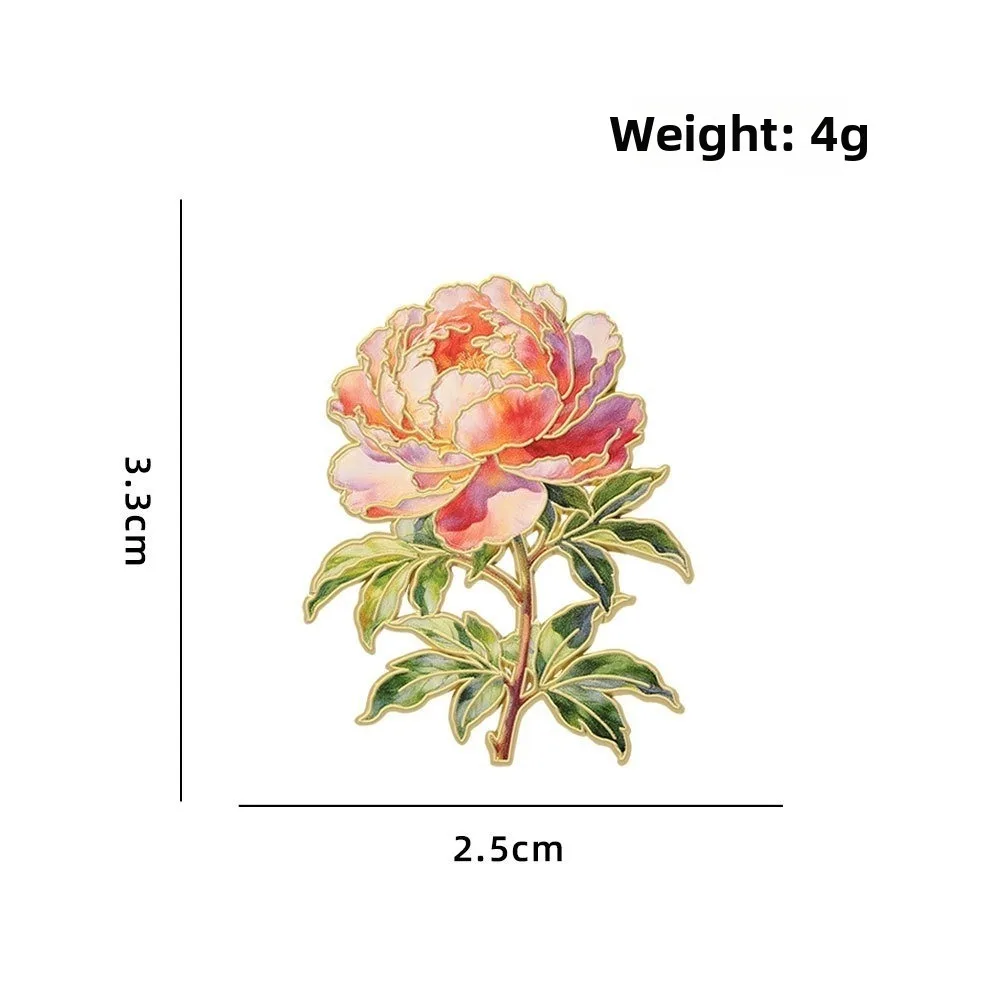 Assorted Colors Flower Brooches Enamel Material Botanical Design Lapel Brooches Metal Pin Back 12 Piece Set Plant Brooches