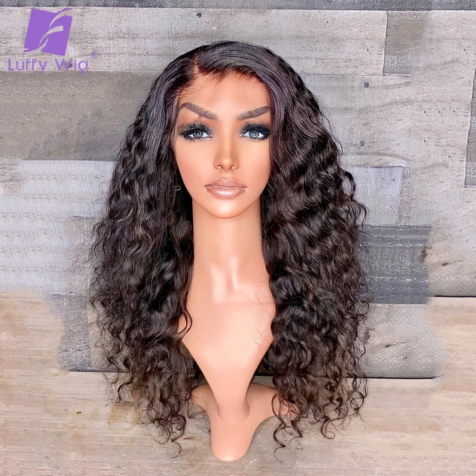 

Water Wave Wig 13x6 HD Transparent Lace Front Human Hair Pre Plucked Loose Curly Glueless Wigs Jerry Curly Brazilian Remy Fronta