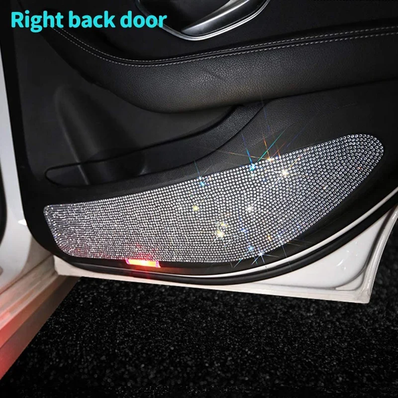 Car Door Anti-Kick Pad Crystal Diamond Door Protective Pad Anti-Kick Dirty Stickers Anti-Collision Stickers