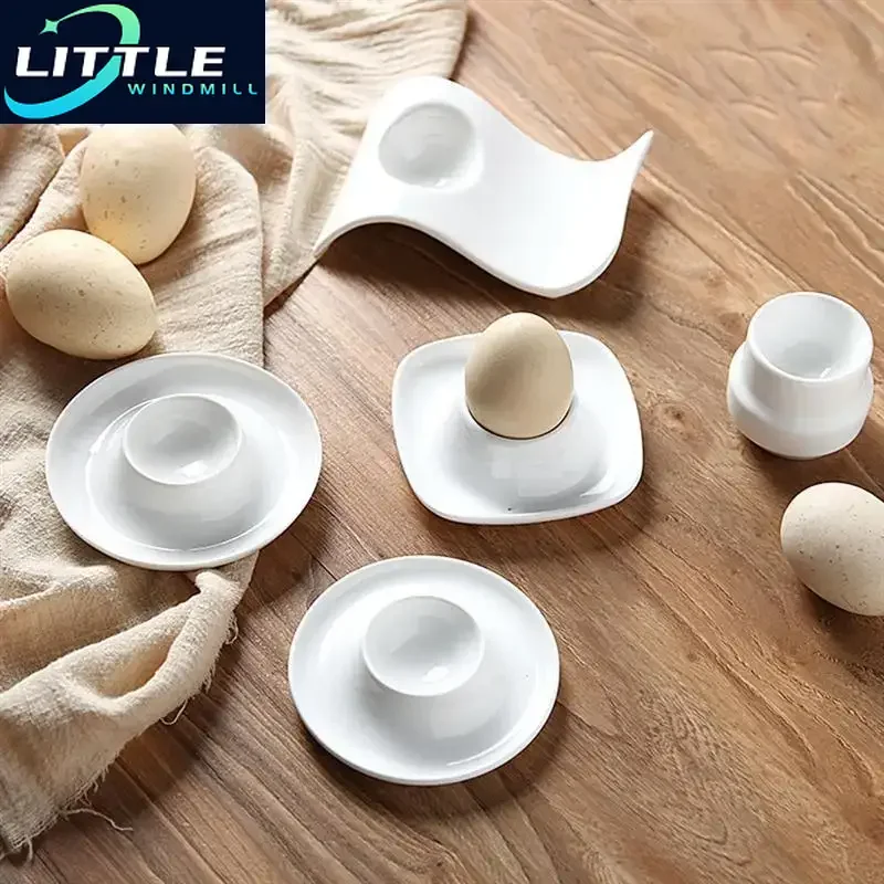 2pcs Ceramic White Egg Cup Simple Breakfast  Holder Home Stand Rack Kitchen Restaurant Eggs Gadgets Cooking Accessories