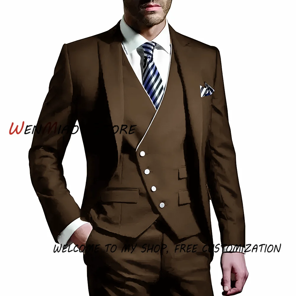 Traje Beige de 3 piezas para hombre, esmoquin Formal de boda para novio, elegante, personalizado, 2024