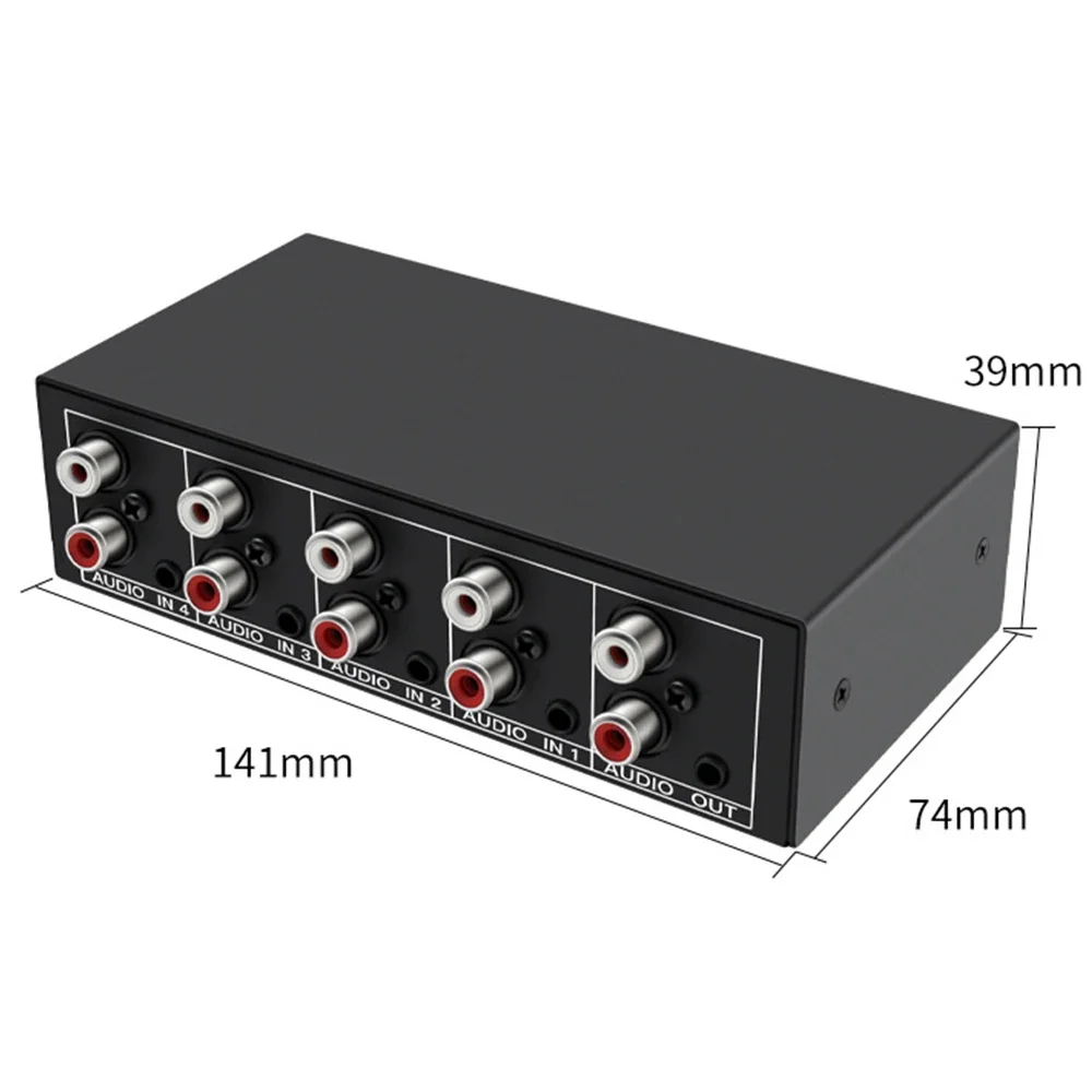 RCA AUX Audio Switcher 4 in 1 Stereo Audio selector 4X1 Passive 3.5mm Aux L/R RCA switch box