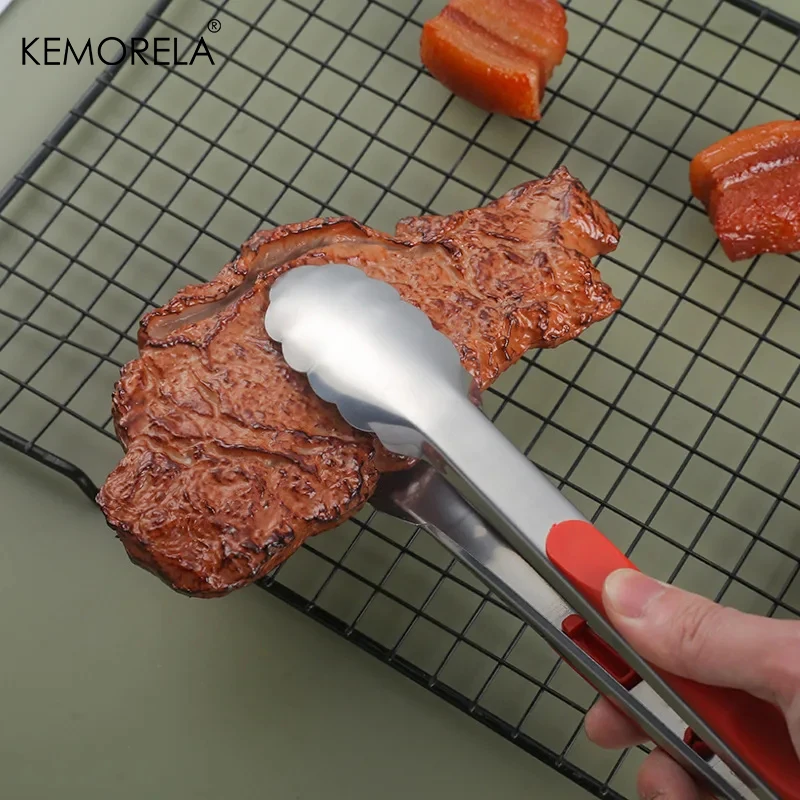 Küchen utensilien Silikon Grill zange Kochgeschirr Grill kleine Werkzeuge Kochen Salat brot Servier zange Edelstahl Werkzeuge Clip
