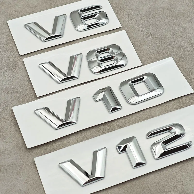 

3D ABS Chrome Letters V6 V8 V10 V12 Car Fender Side Logo Badge Sticker For W205 W204 W213 W212 W221 Accessories